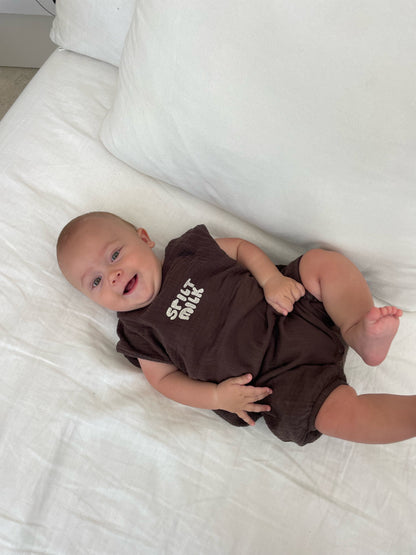 SIGNATURE ROMPER - CHOCOLATE